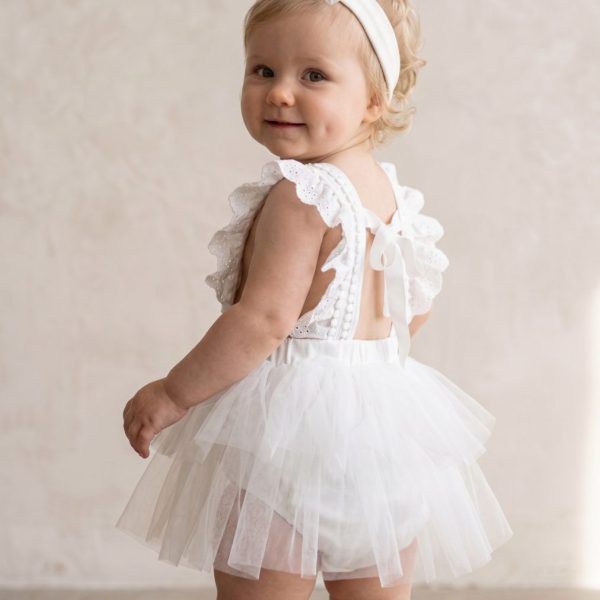 Angel Vintage Tül Etekli Özel Gün Mevlüt Bandanalı Kız Bebek Romper