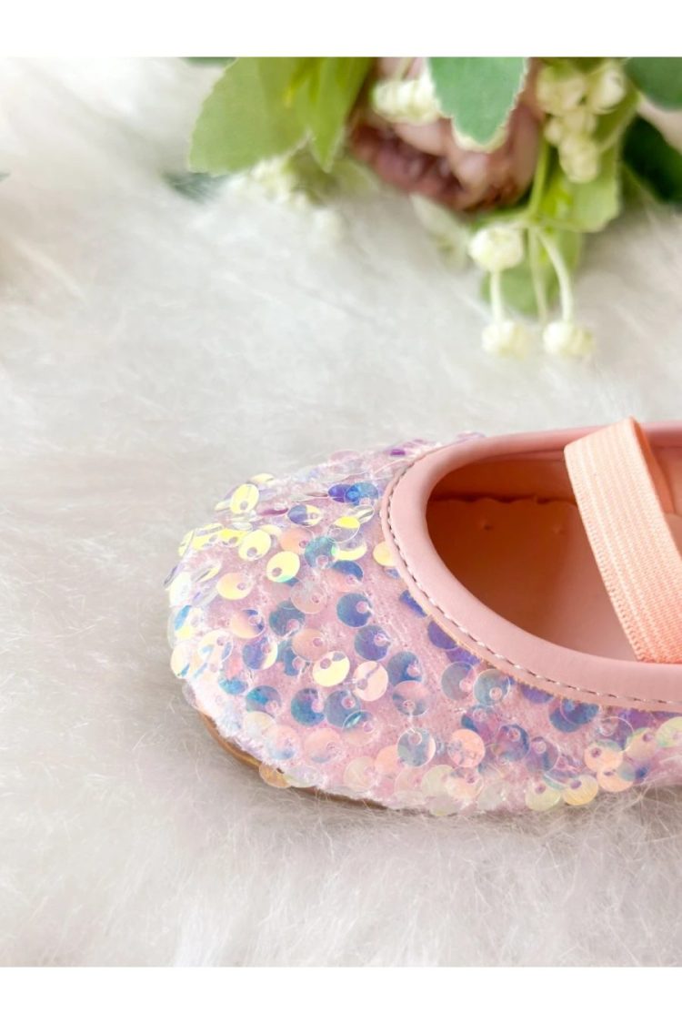 Pembe Pul Payet Kız Çocuk Babet Ayakkabı - Görsel 4
