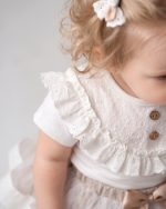 Parla Kız Bebek Tütü Bayramlık Doğum Günü Vintage Prenses Etekli Bayramlık Takım - Görsel 2