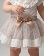 Parla Kız Bebek Tütü Bayramlık Doğum Günü Vintage Prenses Etekli Bayramlık Takım - Görsel 4