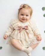 LOLA Kız Bebek Dantel Detaylı Uzun Kollu Özel Gün Bayramlık Abiye Elbise