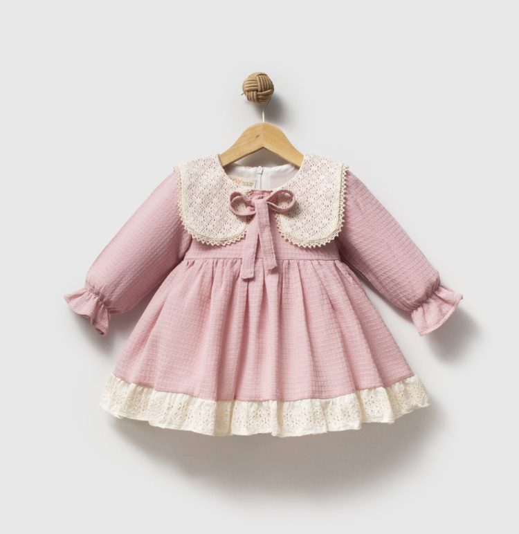 Sweet Meadow Vintage Dantel Yaka Fistolu Kız Bebek Elbise - Görsel 2