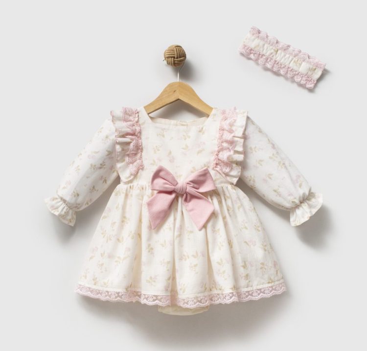 Flower Çiçek Desenli Bandanalı Bayramlık Özel Gün Kız Bebek Romper - Görsel 3