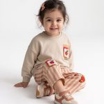 Kruvasan Figürlü Bej Sweatshirt Kız Çocuk Eşofman Takımı