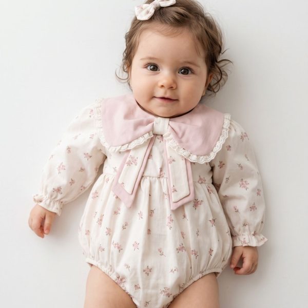 lana kız bebek çıtır çiçek desenli romper tulum