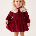 Ruby Bordo Kadife Seyyar Dantel Yakalı Kız Çocuk Yılbaşı Doğum Günü Ve Bayram Elbisesi