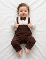 Harry Erkek Bebek Papyonlu Gömlekli Fitilli Kadife Salopet Takım